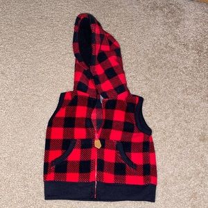 checker board flannel print zip up vest